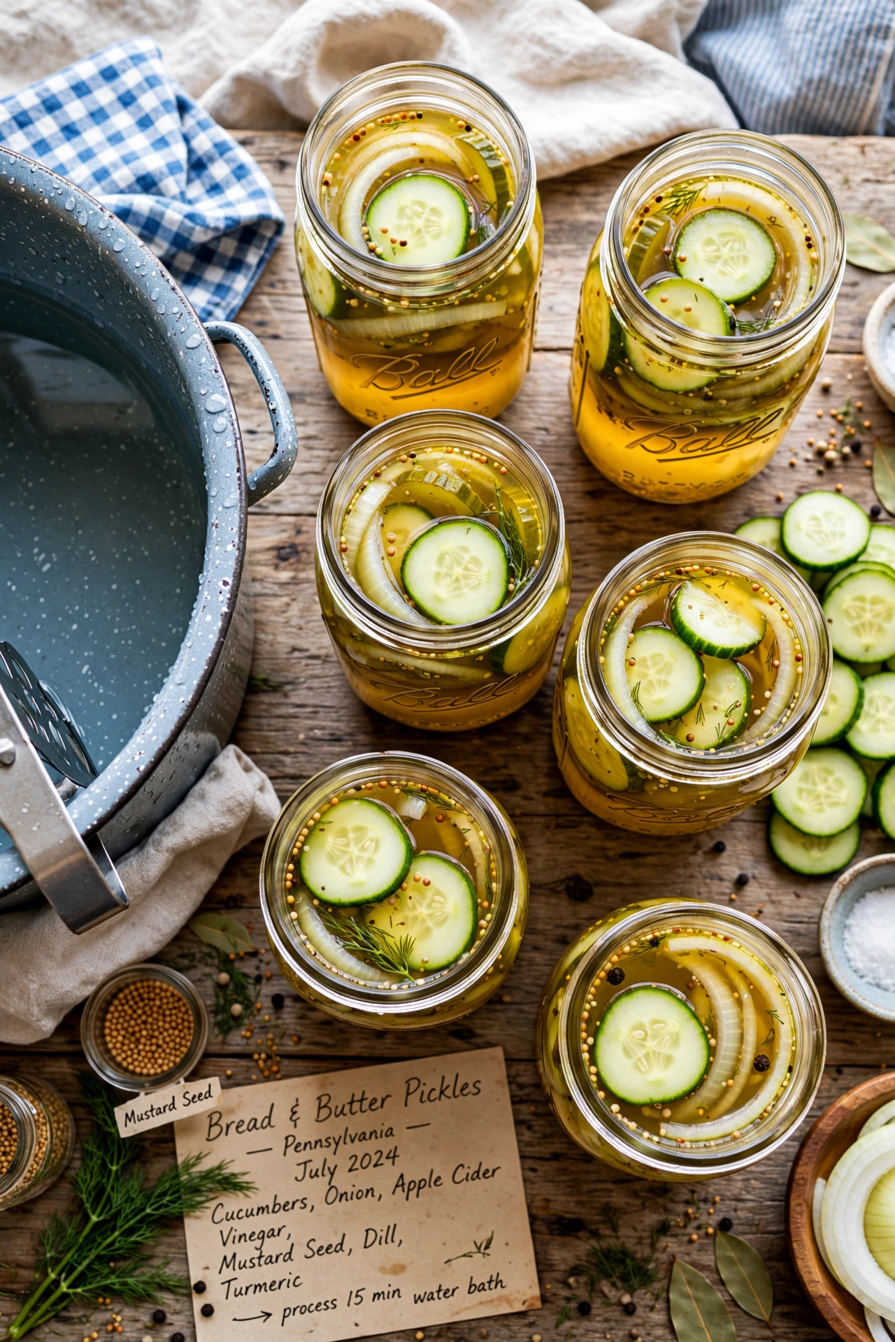 Jars of pickles with cucumbers and spices